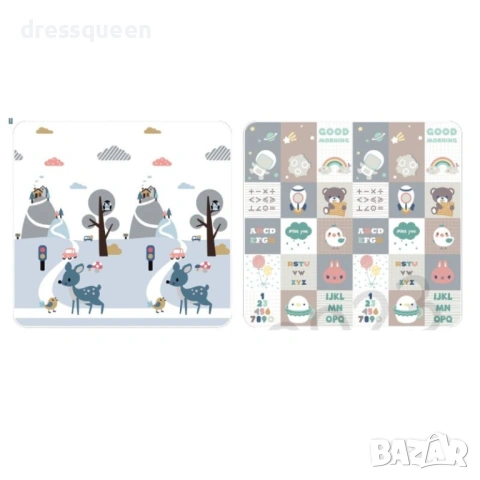 4850 Двулицева бебешка подложка за игра 180х200 см, нетоксична XPE пяна, 1 см дебелина, снимка 7 - Други - 53708685