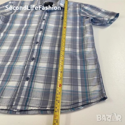 Мъжка карирана риза с къс ръкав Oxbow синя размер S, снимка 4 - Ризи - 53274583