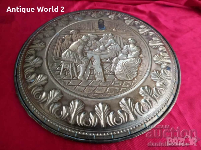 БАРОКОВА Месингова Релефна Чиния ,Пано за Стена с Позлата 3, снимка 5 - Антикварни и старинни предмети - 53271354