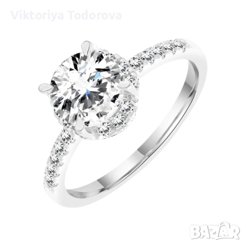 Нов пръстен сребро-925 с ест.диаманти-1,50К-СУПЕР ОФЕРТА