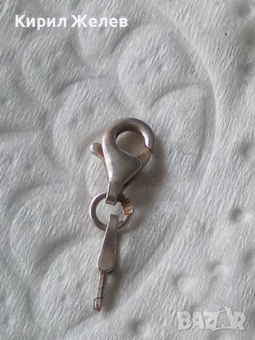 Сребърна карабинка закопчалка 20316, снимка 2 - Колиета, медальони, синджири - 52339415