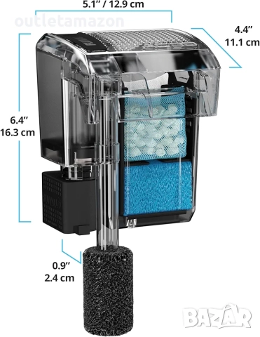 Fluval AquaClear AC20 заден филтър за аквариум, 379 л/ч