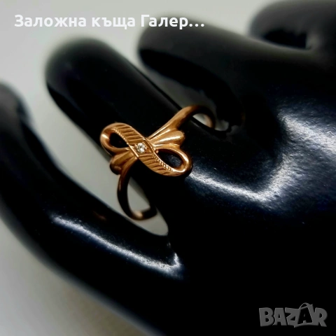 Стилен златен пръстен с фианит – 585 проба - 1,63г, снимка 7 - Пръстени - 54215041