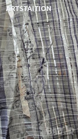 Черно тънко перде с ламена сребърна украса, снимка 4 - Пердета и завеси - 46451444