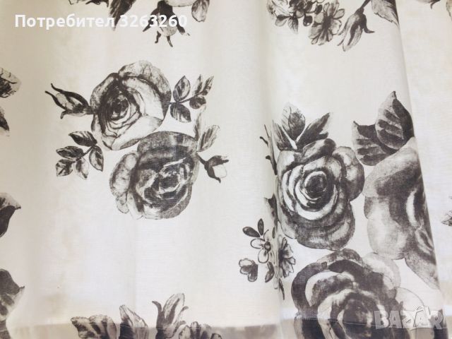 Красиво памучно късо винтидж перде от две части с рози , снимка 2 - Пердета и завеси - 46409873