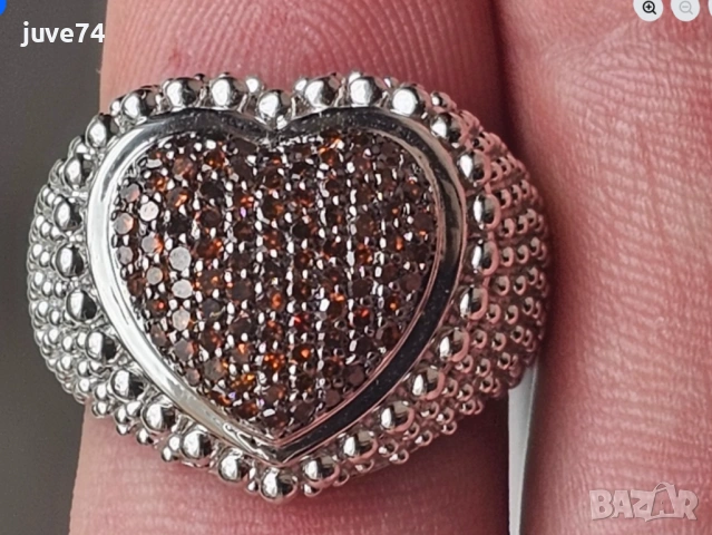 СРЕБЪРЕН ПРЪСТЕН С ЕСТЕСТВЕНИ ЧЕРВЕНИ ДИАМАНТИ  СЕРТИФИКАТ, снимка 6 - Пръстени - 54038967