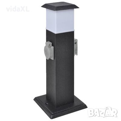 Черна градинска колона с контакт и лампа（SKU:41235
