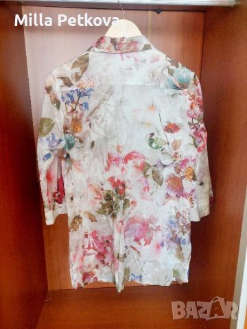 Дамска ефирна риза с флорални мотиви, снимка 2 - Ризи - 45109116
