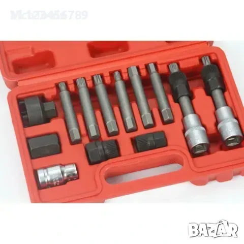 Комплект за демонтаж/монтаж шайбата на алтернатора 18 броя к-т, снимка 2 - Други инструменти - 50730384