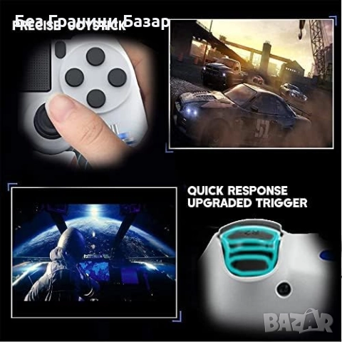 Нов Безжичен контролер за PS4/PC – вибрация, тъчпад, жак за слушалки, снимка 3 - Аксесоари - 52219466