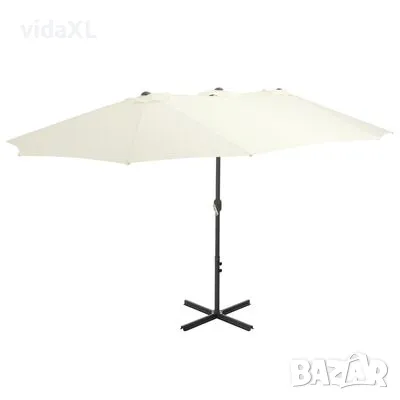 vidaXL Градински чадър с алуминиев прът, 460x270 см, пясъчен（SKU:44868）, снимка 1 - Градински мебели, декорация  - 48800015