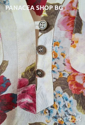 Риза блуза дамска лятна елегантна на цветя бяла оригинал Франция винтидж, снимка 3 - Ризи - 50162213