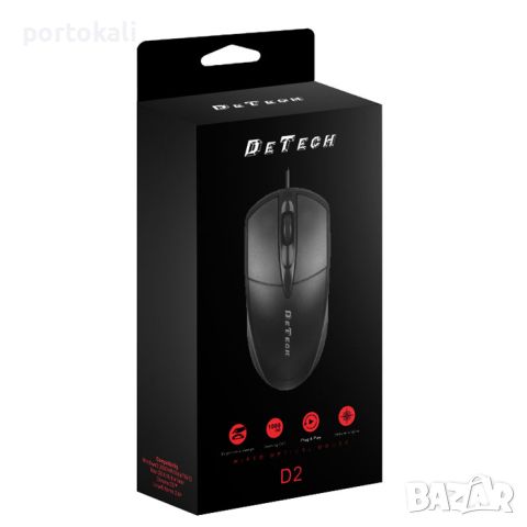 USB мишка DeTech D2, 1000dpi, снимка 2 - Клавиатури и мишки - 45775474