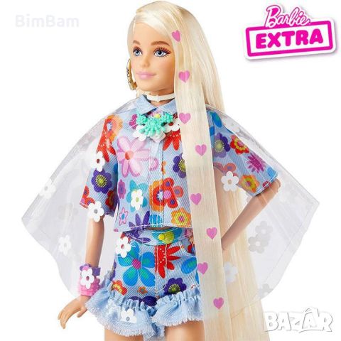 Кукла Barbie Extra Flower Power - с много дълга руса коса и домашен любимец / Mattel, снимка 3 - Кукли - 45669876