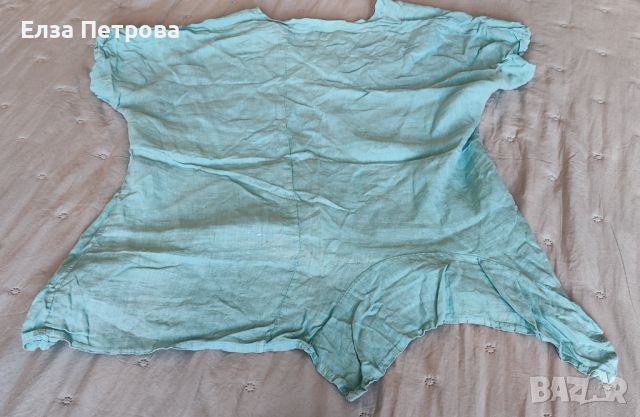 Дамска цвят резида ленена лятна блуза, снимка 2 - Потници - 46414806