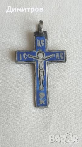 Царска Русия! Рядък сребърен емайлов кръст с печат 84 , снимка 1 - Антикварни и старинни предмети - 46373604