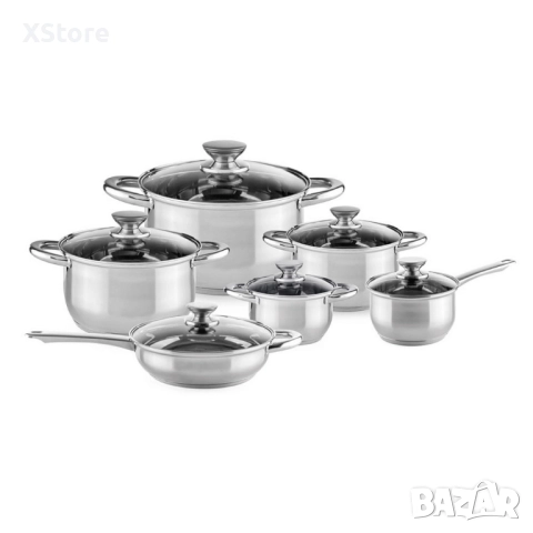 Комплект съдове за готвене Muhler от 12 части, неръждаема стомана