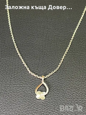 Бяло Злато синджир висулка медальон циркон zlaten 14 K 585 gold , снимка 5 - Колиета, медальони, синджири - 49815774