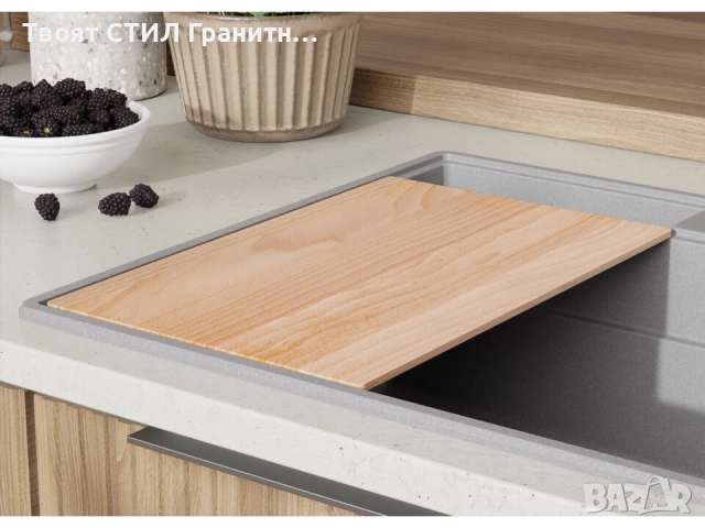 Сива кухненска гранитна мивка Ню Йорк 80 Multispace 780 x 530 мм -22% Ново, снимка 3 - Мивки - 51834720