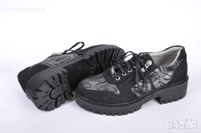 СЕЗОН'26! Черни дамски обувки - кожа и велур, снимка 4 - Дамски ежедневни обувки - 53947983