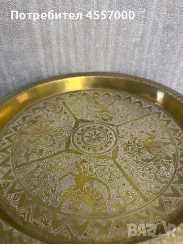 Уникален масивен месингов комплект за бюро – 5 кг, ръчна гравюра, снимка 5 - Антикварни и старинни предмети - 53111019