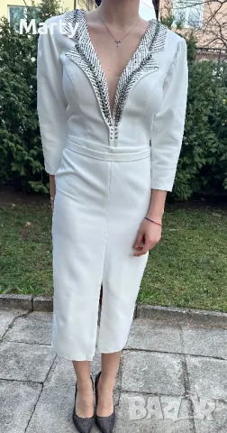 Елегантна бяла рокля, снимка 3 - Рокли - 49484202