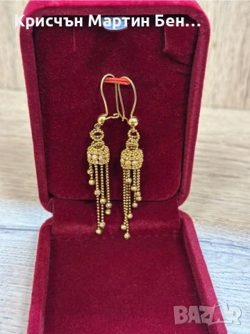 Златни Обеци Проба 916/22карата , снимка 2 - Обеци - 53912811