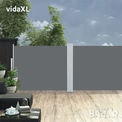 vidaXL Прибираща се странична тента, антрацит, 140x1000 см（SKU:48486）, снимка 2 - Градински мебели, декорация  - 49391369