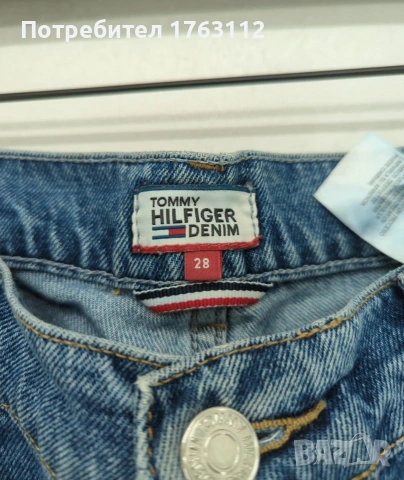 Tommy Hilfiger дамски дънки номер 28 в синьо 100% памук mom style, нови с етикети, снимка 6 - Дънки - 54088678
