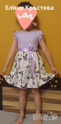 Лилава рокличка с принт на пеперуди , снимка 1 - Детски рокли и поли - 45570370