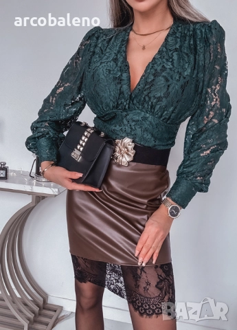 Дамско дантелено боди, 2цвята , снимка 16 - Блузи с дълъг ръкав и пуловери - 52870364