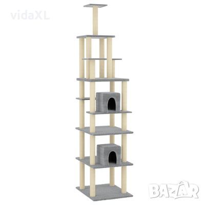 vidaXL Котешко дърво със сизалени стълбове, светлосиво, 216 см)SKU:171528