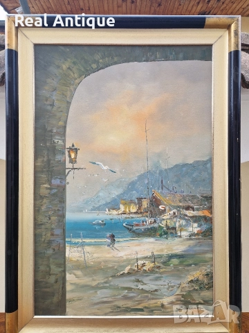 Уникална антикварна майсторска авторска картина масло върху платно , снимка 3 - Картини - 52647931