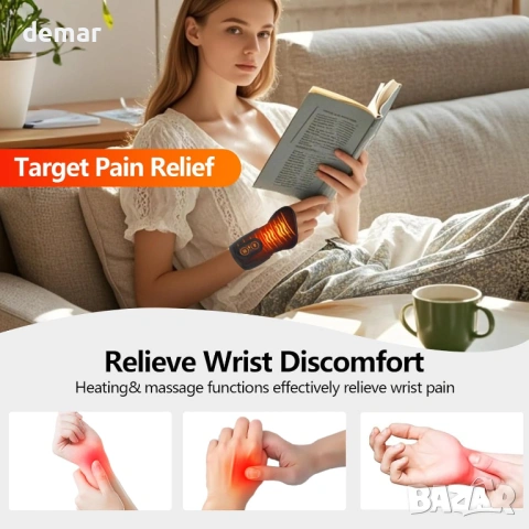Безжичен масажор за китки с топлина и компресия за облекчаване на болката, 3000mAh, снимка 8 - Масажори - 54025210