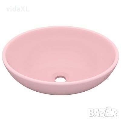 vidaXL Луксозна овална мивка, матово розова, 40x33 см, керамика(SKU:146922, снимка 1 - Мивки - 45807982