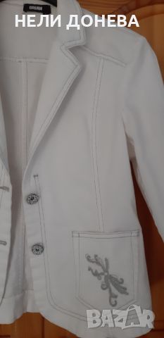 Разкошно Сако от Бял Деним, Декорирано с Уникални Бродерии със Сребърна Сърма! НОВО!, снимка 2 - Сака - 45624416