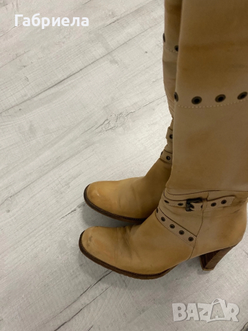 Бежови ботуши, естествена кожа, снимка 4 - Дамски ботуши - 52594688