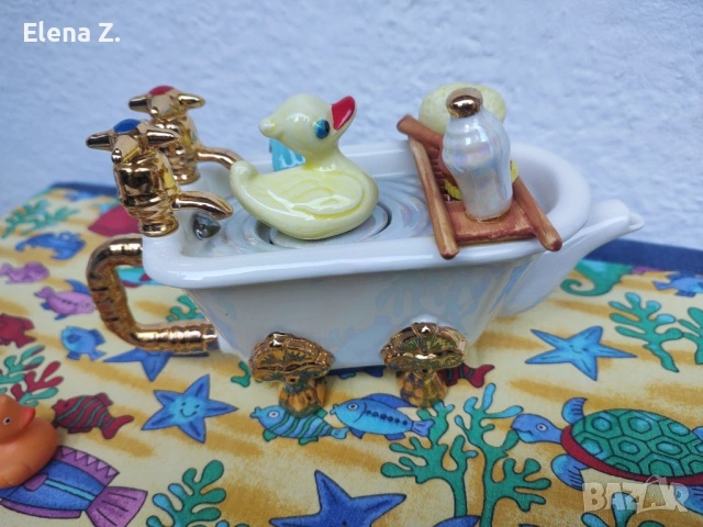 Уникален декоративен чайник Вана с патенце Swineside Англия, снимка 7 - Декорация за дома - 54003494