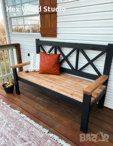 Градинска пейка „Crosswood“, снимка 2 - Градински мебели, декорация  - 53997657