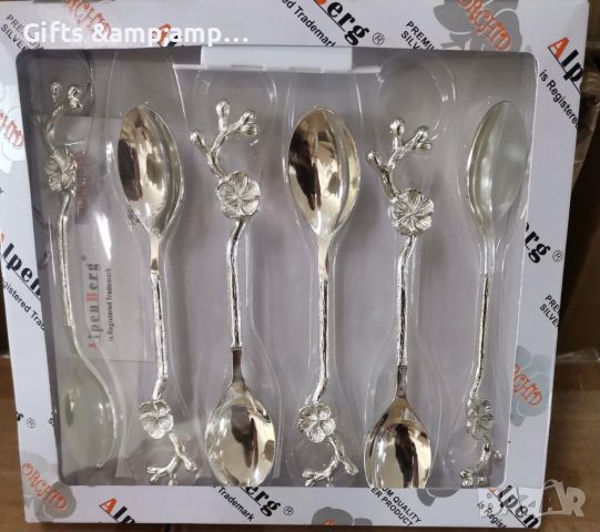 Комплект чаени лъжички - метални със сребърно покритие , снимка 1 - Прибори за хранене, готвене и сервиране - 45101680