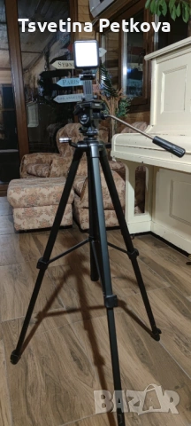 Професионален видео статив Velbon (Vel-flo 5) + LED светлина Hama, снимка 2 - Чанти, стативи, аксесоари - 53732829