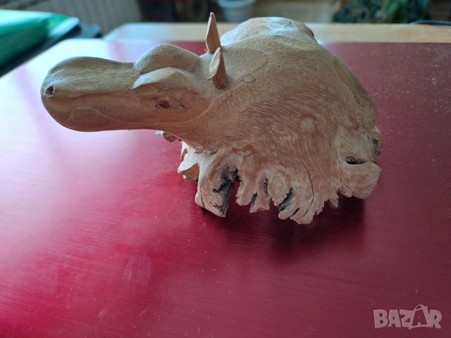 Дървена фигурка хипопотам ръчна изработка, снимка 6 - Декорация за дома - 46407714