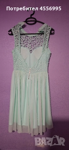 Елегантна дамска рокля с дантела - цвят мента, снимка 2 - Рокли - 52951009
