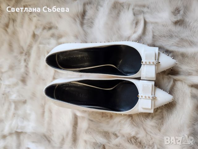 Бели елегантни обувки , снимка 6 - Дамски обувки на ток - 45584838