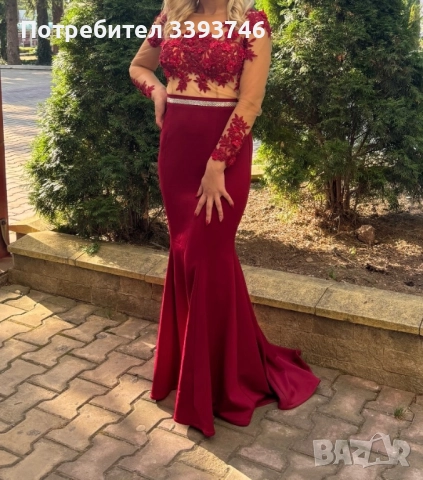 червена дълга рокля , снимка 2 - Рокли - 52591620