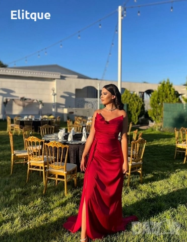 ⭐️Дълги сатенени рокли с цепка, снимка 5 - Рокли - 53195506