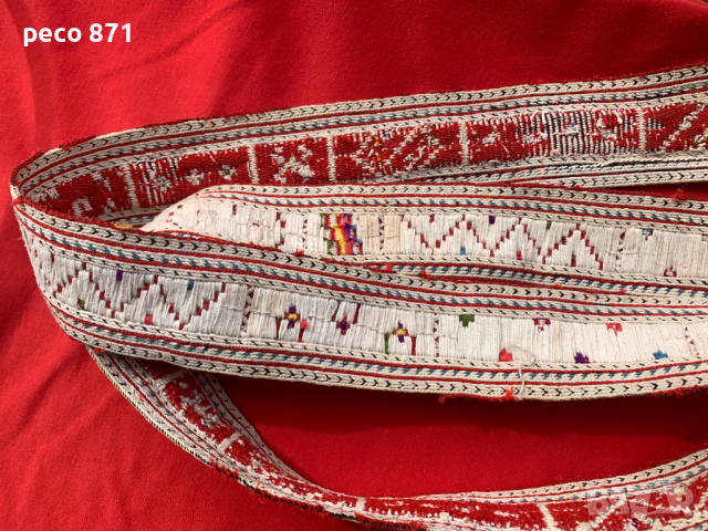 Стар тъкан вълнен колан от софийска носия, снимка 6 - Антикварни и старинни предмети - 44975684