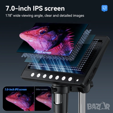 Цифров миркоскоп с 7 инчов екран 1200X zoom, снимка 3 - Ремонт на друга електроника - 53752067