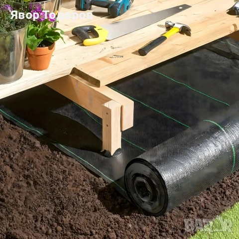 Черен агротекстил против плевели, 90г/м², UV защита, 1.1м х 50м, снимка 2 - Други - 53829310