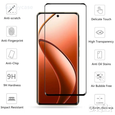 Realme 16 Pro+ 14 Pro+ 12 Pro+ GT 7 Pro / 3D ЦЯЛО ЛЕПИЛО Извит стъклен протектор за екран, снимка 5 - Фолия, протектори - 46838815